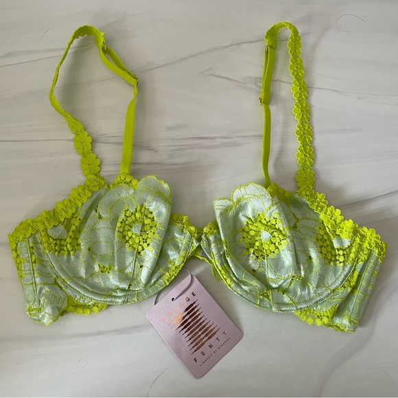 Savage x Fenty Perfect Poppies Unlined Lace Demi Bra- Multicolor- Size 36B- NWT - Picture 9 of 10